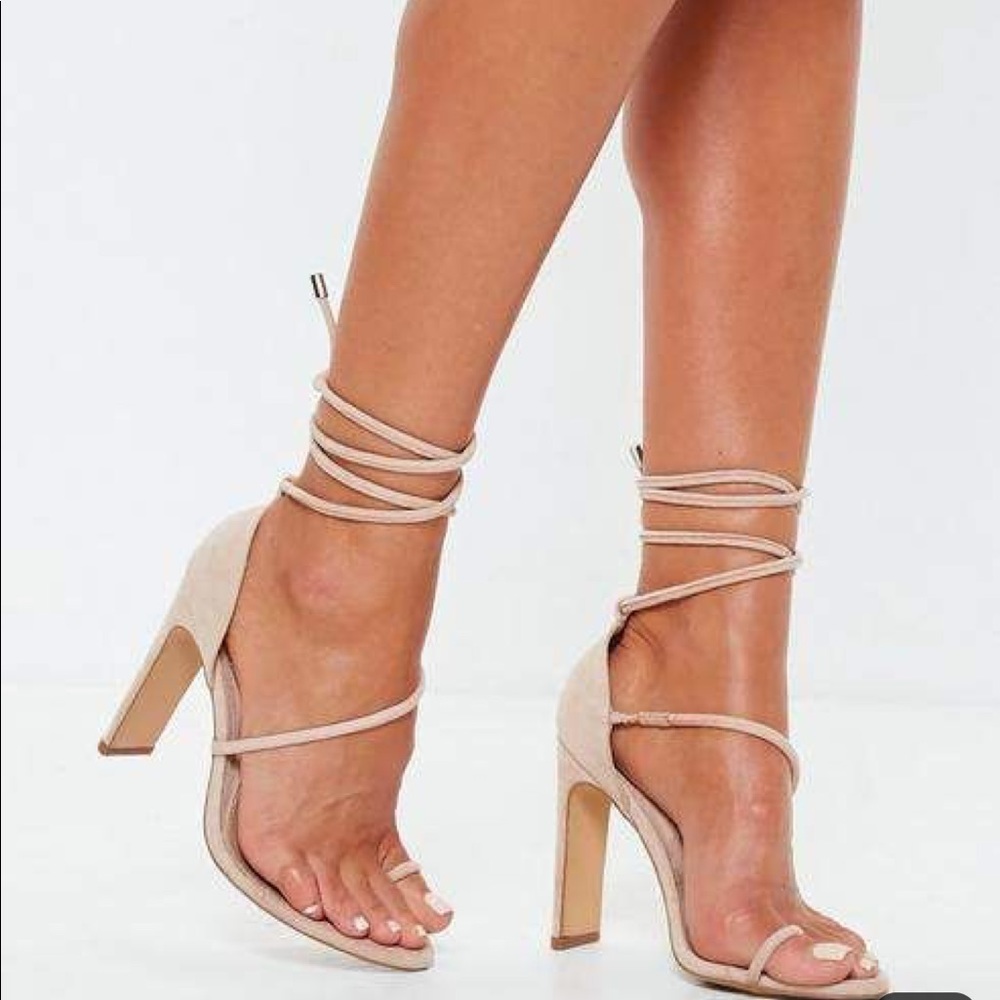 Nude Strappy Toe Post Heeled Sandal